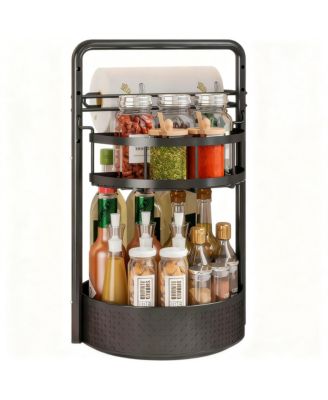 Rotating Spice shelf Paper Towel Holder 2 Tier Lazy Susan Kitchen Countertop