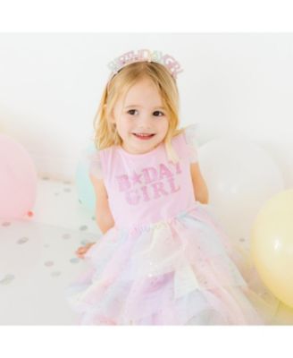 Little Girls Birthday Fairy Dust Short Sleeve Tutu Dress