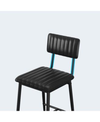 Bar Stools Set of 4, Counter Height Chairs with Back & Footrest, Thick Cushion & Metal Legs