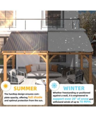  Outdoor Wooden Gazebo, Patio Lean to Hardtop Pergolas and Gazebos