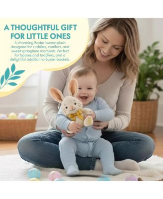Easter Baby Plush Bunny with Bow, Cuddly Easter Plush Bunny Sensory Easter Toy for Newborns and Infants, 13" Soft, Easter Gift Toys