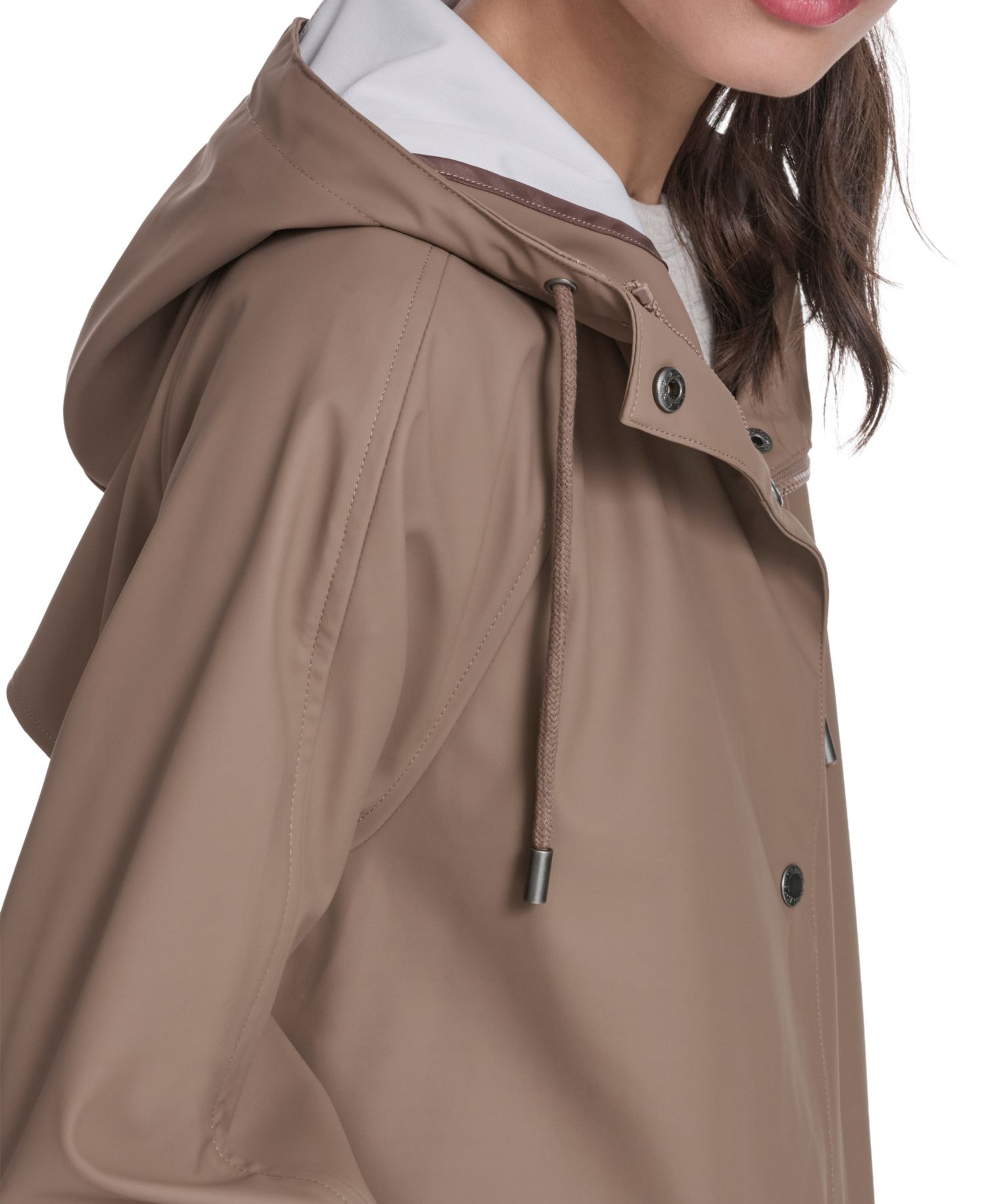 Plus Size Raglan-Sleeve Hooded Rain Jacket