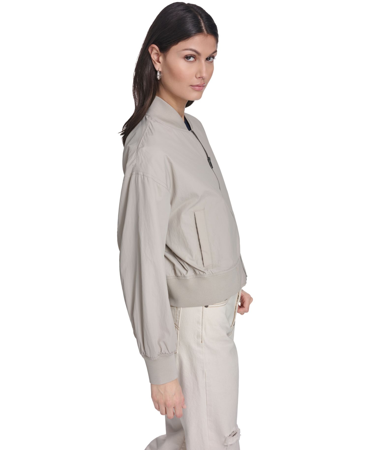 Trendy Plus Size Lightweight Zip-Front Bomber Jacket