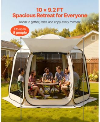 10 x 9.2 Ft Pop-Up Screen House Tent with Awning for 4-8 People