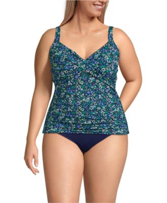 Plus Size DDD-Cup Sweetheart Wrap Underwire Tankini Top