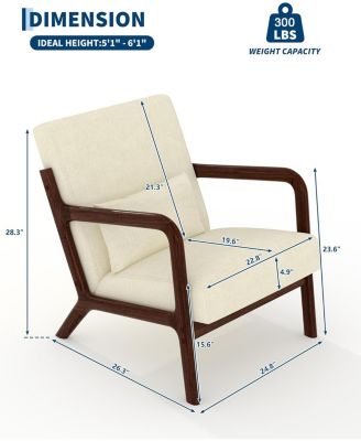 Mid-Century Chenille Accent Chair,Cozy Reading Chair,Modern Lounge Armchair with Lumbar Pillow,Solid Wood Frame,for Living Room,Bedroom,Office