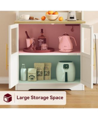 6 Tier Kitchen Bakers Rack With Power Outlet Microwave Stand Bakers Rack With Storage Cabinet Farmhouse Small Kitchen Pantry Hutch