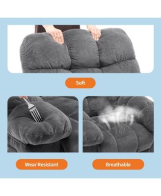 Electric Rocking Recliner Chair with 360degree(s) Swivel - High Back Glider, Upholstered Teddy Fabric Single Sofa for Living Room and Nursery