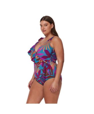 Women's V-Neck Surplice Ruffle One Piece