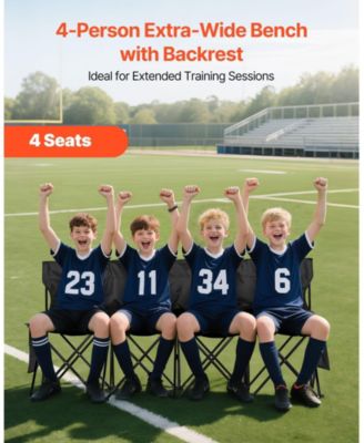 4-Seat Portable Folding Sports Bench with Backrest and Carry Bag