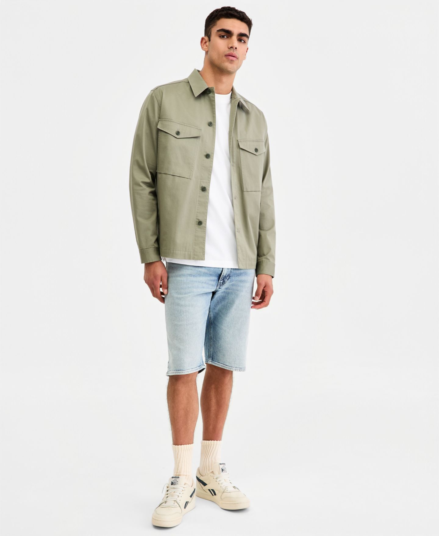 Мужские комплекты G-Star Raw Lightweight Overshirt, Graphic Relaxed T-Shirt & Mosa Denim Shorts, цвет: Light Orphus — фото 1
