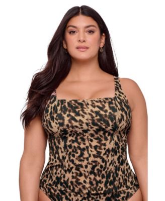 Women's Supportive Square Neck Lace Back Tankini Swimsuit Top