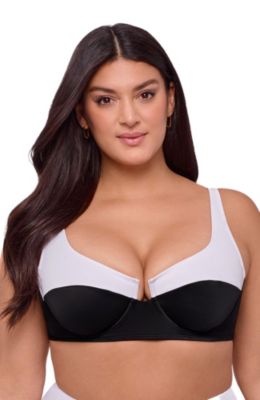 Women's Supportive Tall Underwire Colorblock Bikini Swimsuit Top