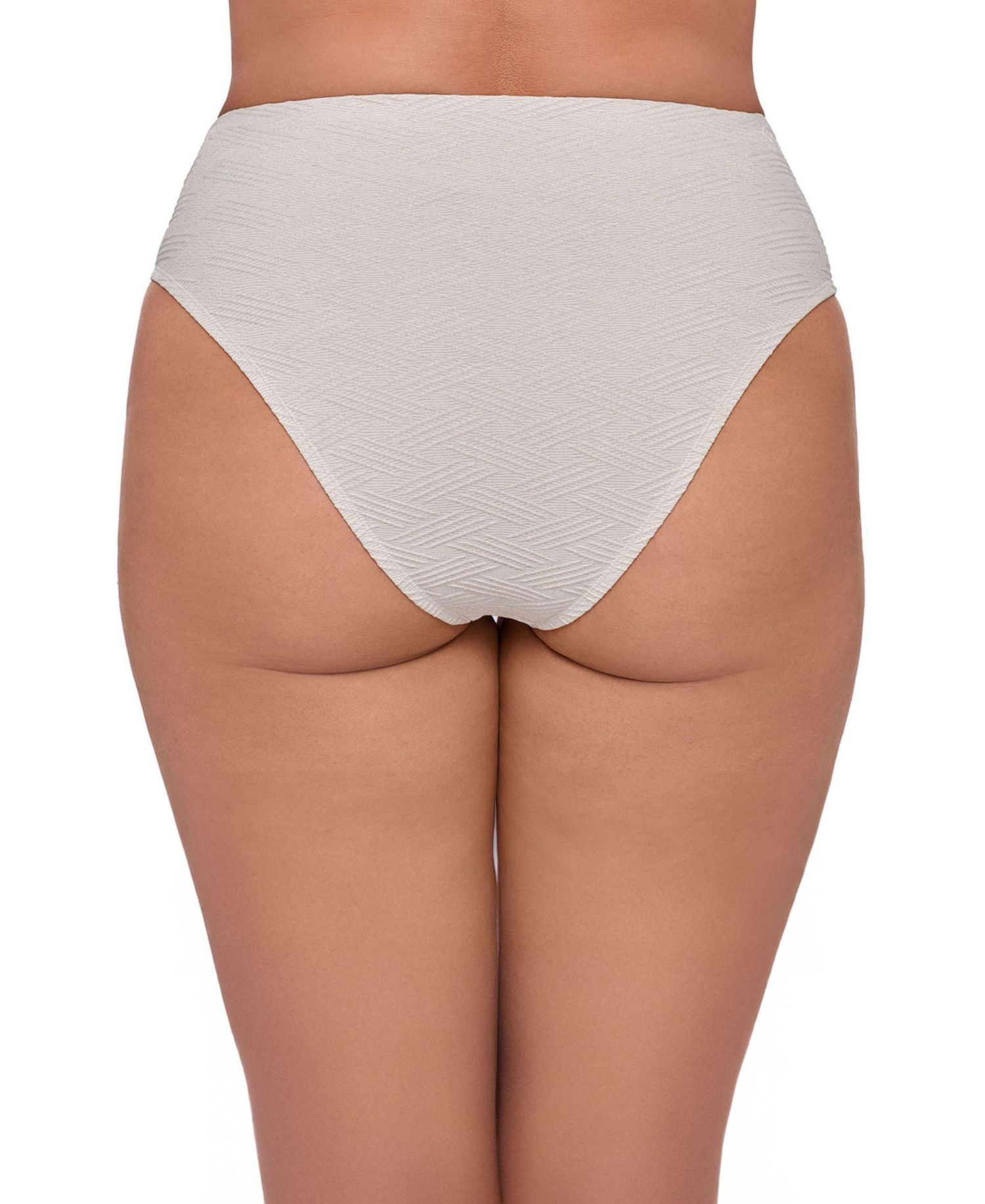 Women's Smoothing and Sculpting Basket Weave High Leg High Rise Bikini Swimsuit Bottoms