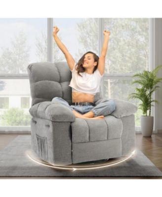 Rocking Recliner Chair,360 Swivel,30 Rocking,135 Tilt,Chenille Upholstery,Q235 Steel Frame Glider Nursery Chair for Small Spaces