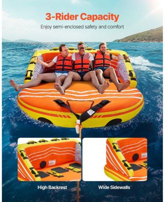 1-3 Rider Towable Boat Tube with Nylon Cover and 16 Handles