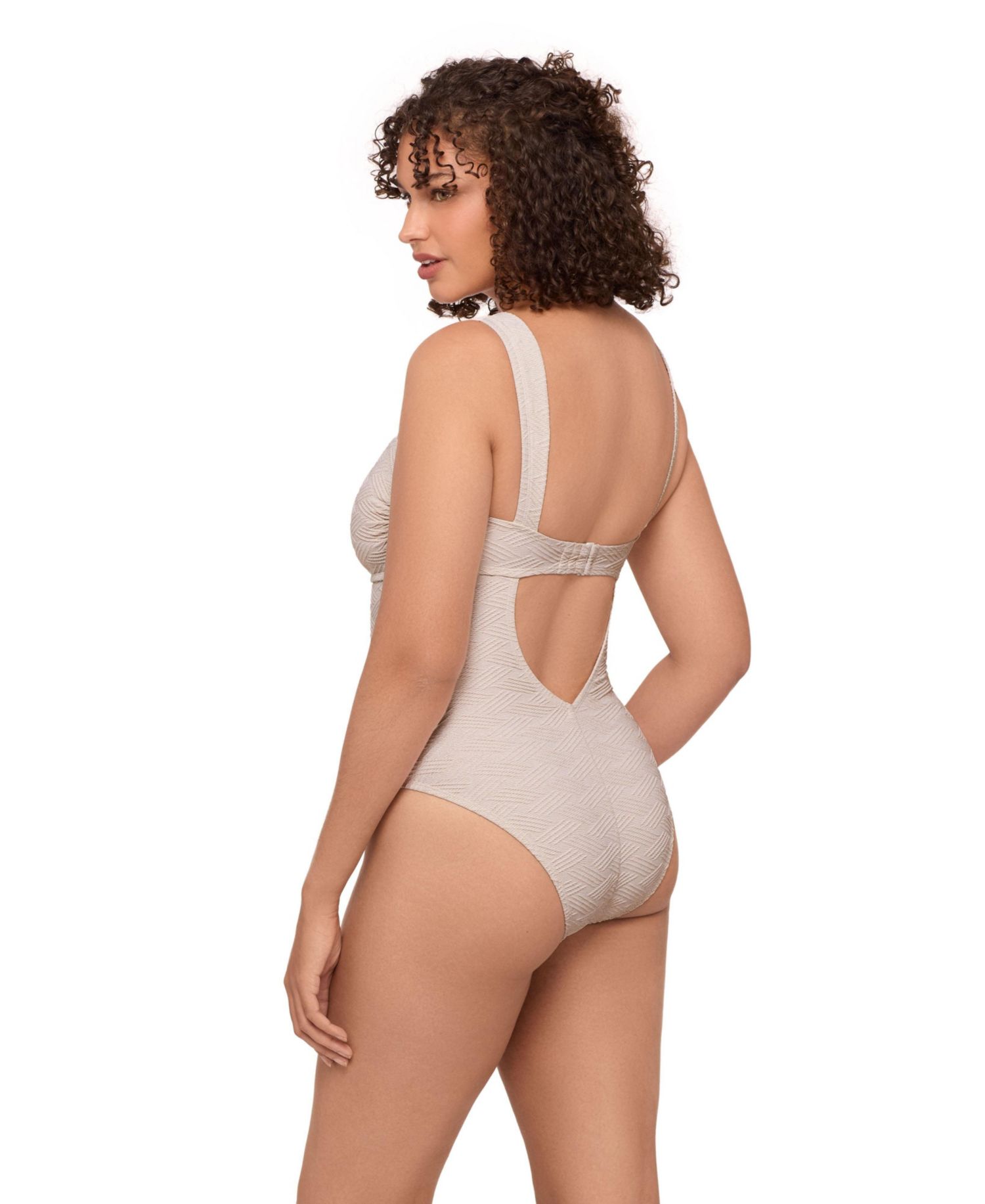 Women's Smoothing and Sculpting Basket Weave Sweetheart U-Wire One-Piece Swimsuit