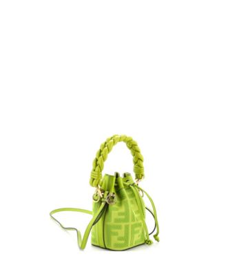 Mini Woven Handle Mon Tresor Bucket Bag Zucca Embroidered Canvas