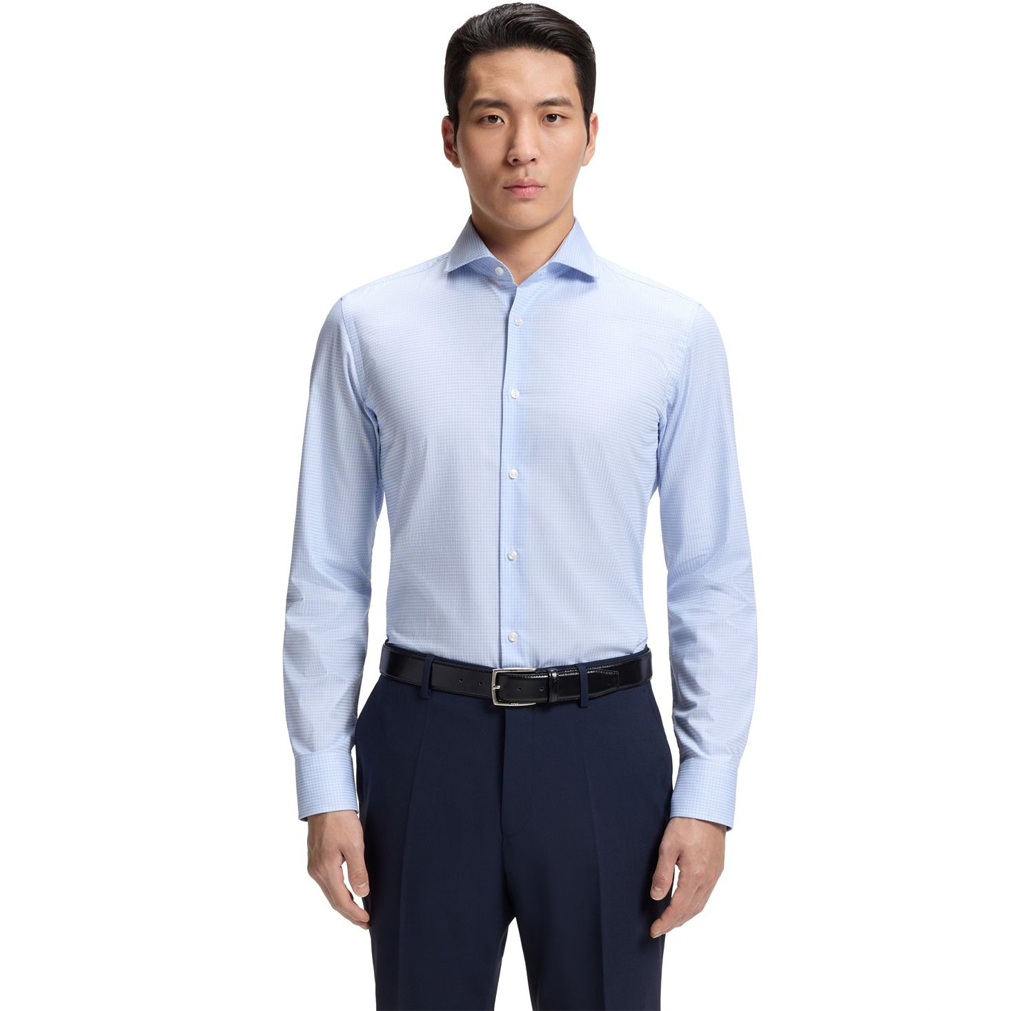 Men's Easy-Iron Cotton Twill Slim-Fit Dress Shirt