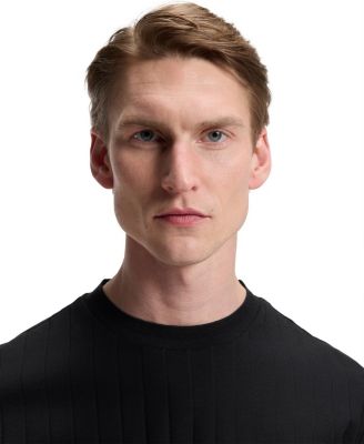 BOSS By Men's Mercerised-Cotton Structured Stripe T-Shirt