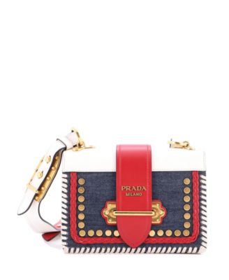 Small Cahier Crossbody Bag Embellished Denim and Leather
