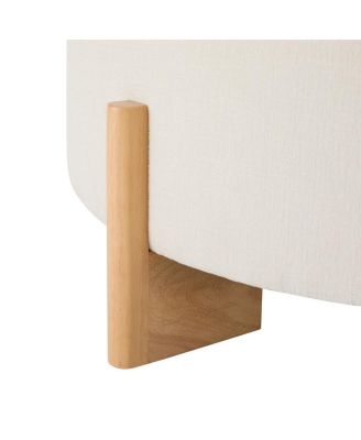 32" Round Tufted Ottoman, Chenille Footrest with Solid Wood Legs