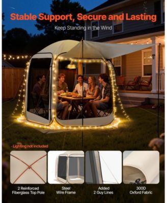 6 x 6 Ft Pop-Up Screen House Tent with Awning for 4-6 People