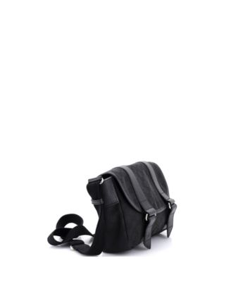 Medium Double Belt Flap Messenger GG Canvas with Perforated Leather