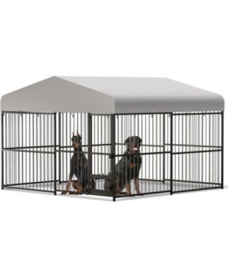 10x10x6 ft Outdoor Dog Kennel for Large Dogs, Lockable Dog Enclosure with UV-Resistant Waterproof Roof