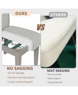 Upholstered Dining Chair Set,Solid Wood Chairs with Solid Wood Legs,Padded High Back Dining Chair with Nailhead Trim,Fabric Side chair