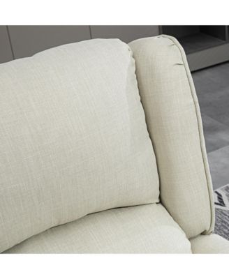 Vibration Massage Recliner Chair with Heat Linen Fabric Push Back Living Room Sofa