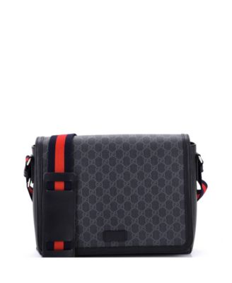 Medium Web Strap Flap Messenger Bag GG Coated Canvas