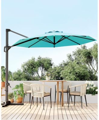 10 ft Cantilever Patio Umbrella with Base, 360 Rotation, Offset Market Sunshade, Outdoor Deck & Garden