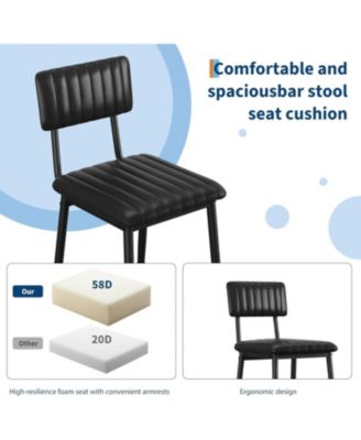 Bar Stools Set of 2,Tall Bar Chairs with Thick Cushion and Thickened Metal Legs,PU Leather Counter Height Barstools w/Backrest and Footrest