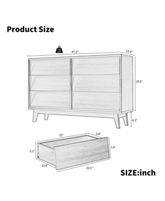 Traditional 6 Drawer Dresser Espresso Finish Sturdy Construction for Bedroom Living Room Storage