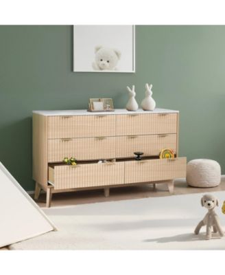 6 Drawer Fluted Dresser with Spacious Storage for Bedroom and Entryway