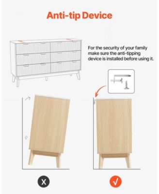 6 Drawer Fluted Dresser with Spacious Storage for Bedroom and Entryway