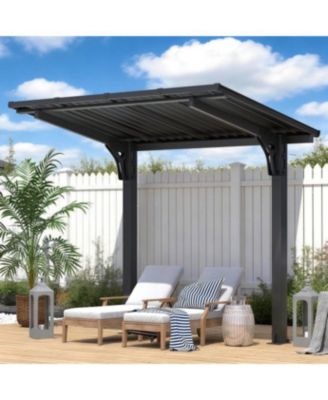 8' x 5' Lean to Grill Gazebo Hardtop Outdoor Pergola for Patio