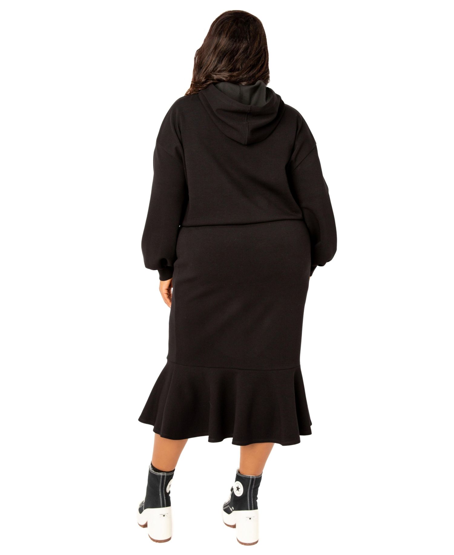 Plus Size Scuba Hoodie and Peplum Skirt Set