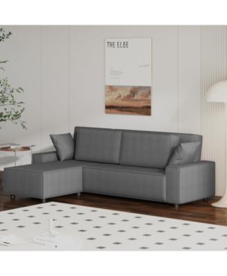 70" Oversized Cloud Couch, Mid-Century Chenille Sofa with USB & Side Pockets, Deep Seat