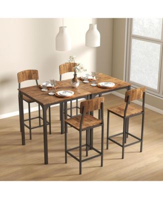 3 Piece Bar Table and Chairs Set for 2 with Steel Frame