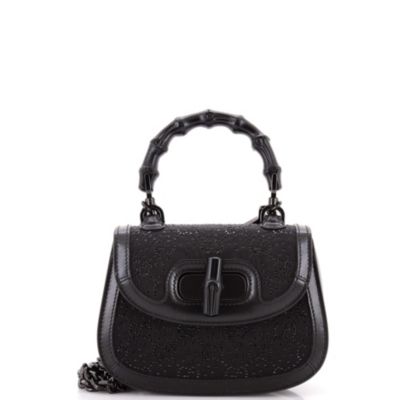 Mini Bamboo 1947 Top Handle Bag Crystal Embellished GG Canvas