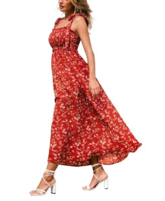 Women's Hot Papaya Floral Maxi Beach Dress