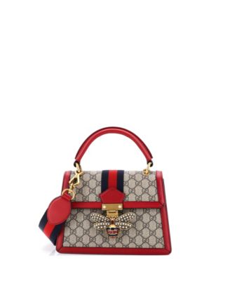 Small Queen Margaret Top Handle Bag GG Coated Canvas with Leather
