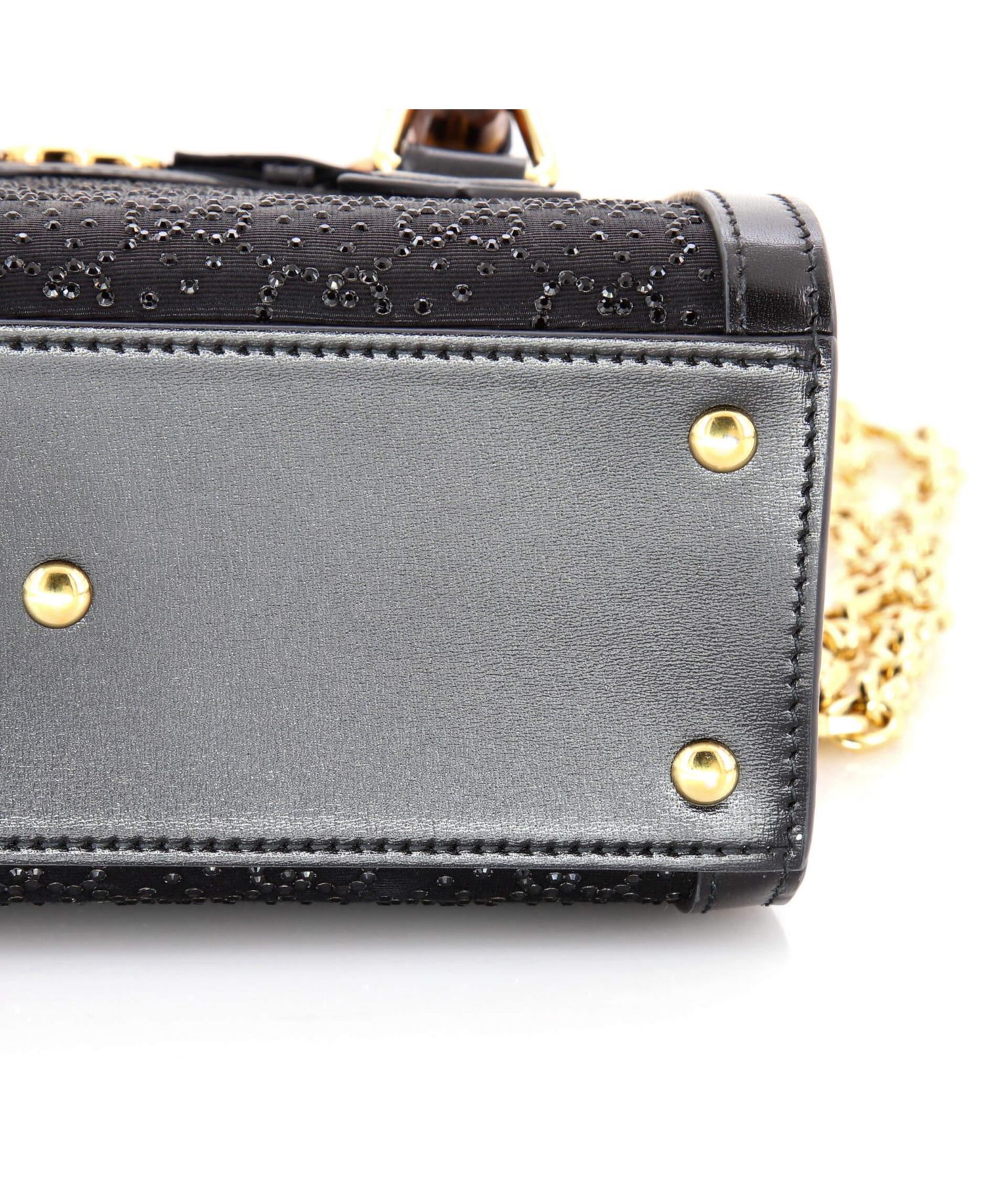 Mini Diana NM Bamboo Handle Tote Crystal Embellished GG Canvas