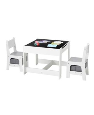 Kids Table and 2 Chairs Set with Reversible Top and Storage for Art and Learning