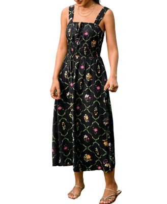Women's Bold Statement Floral Midi Beach Dress
