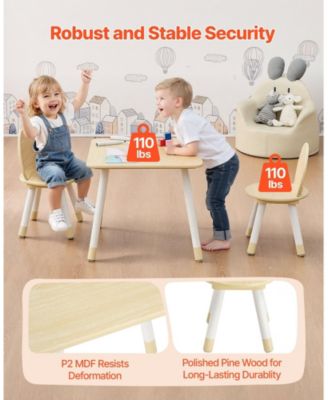 Kids Table and 2 Chairs Set with Graffiti Desktop for Art Reading and Play