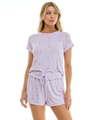 Women's Short-Sleeve Top and Pull-On Shorts, 2-Piece Set