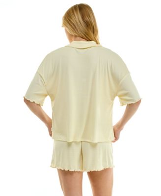 Women's Short-Sleeve Top and Elastic Waistband Shorts, 2-Piece Set